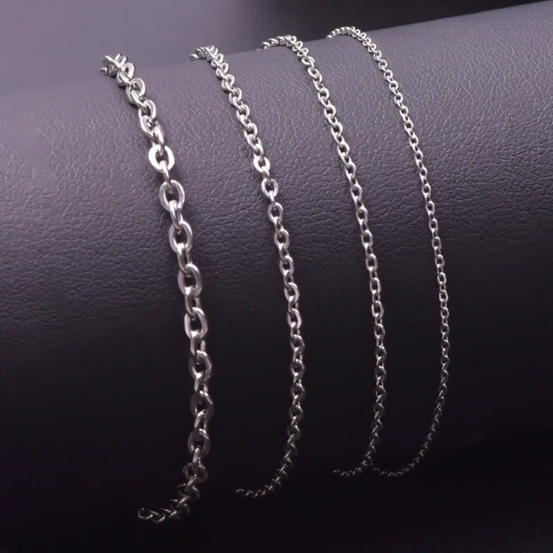 1-3mm Stainless Steel Chain Necklace For Women Men DIY Jewelry Making 40-90cm Long Chains Around Neck Chains O Necklaces Choker