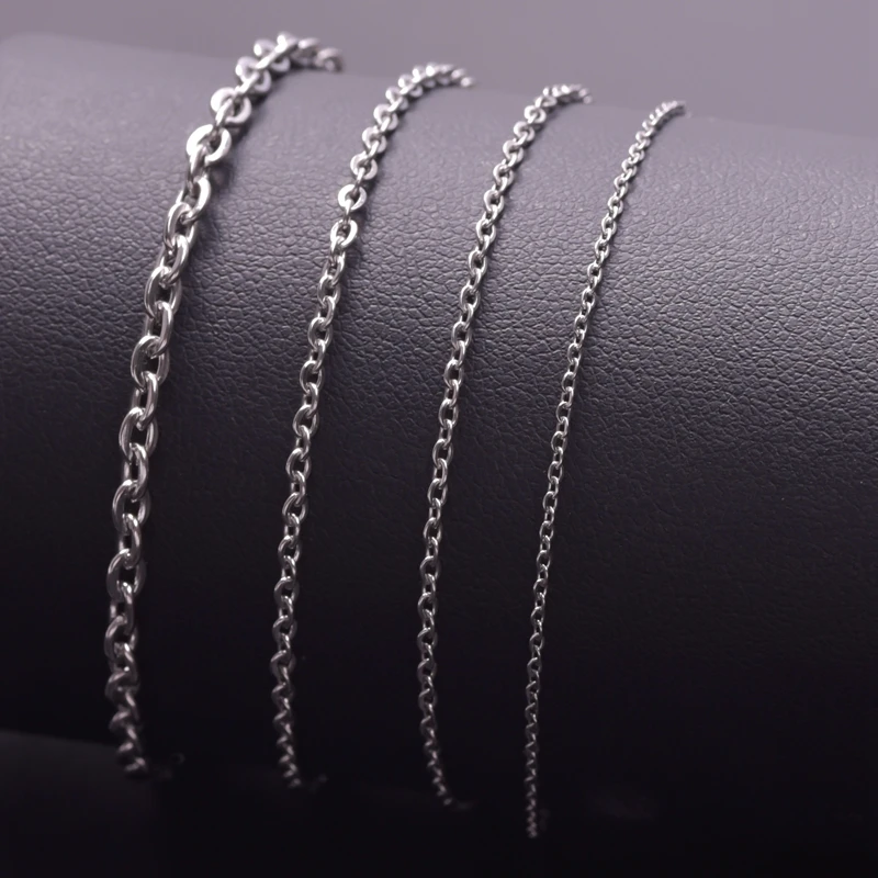1-3mm Stainless Steel Chain Necklace For Women Men DIY Jewelry Making 40-90cm Long Chains Around Neck Chains O Necklaces Choker