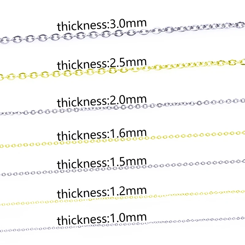 1-3mm Stainless Steel Chain Necklace For Women Men DIY Jewelry Making 40-90cm Long Chains Around Neck Chains O Necklaces Choker