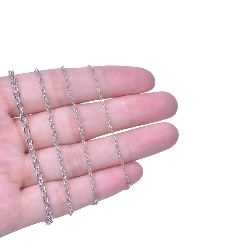 1-3mm Stainless Steel Chain Necklace For Women Men DIY Jewelry Making 40-90cm Long Chains Around Neck Chains O Necklaces Choker