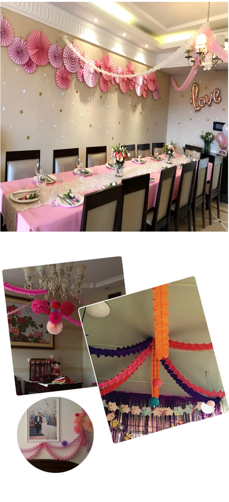 3.6M Four Leaf Clover Paper Tinsel Garlands for Baby Shower Wedding Birthday Party Backdrop Home DIY Decoration Craft Supplies