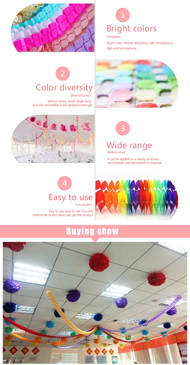 3.6M Four Leaf Clover Paper Tinsel Garlands for Baby Shower Wedding Birthday Party Backdrop Home DIY Decoration Craft Supplies