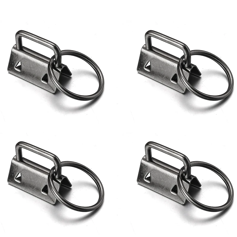 10pcs Key Fob Hardware Keychain Split Ring Wrist Wristlets Cotton Tail Clip Ribbon Leather Clip Foldover Connectors Supplies