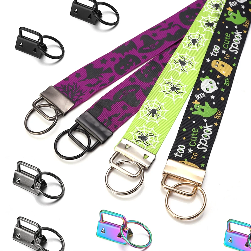 10pcs Key Fob Hardware Keychain Split Ring Wrist Wristlets Cotton Tail Clip Ribbon Leather Clip Foldover Connectors Supplies