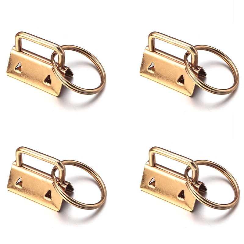 10pcs Key Fob Hardware Keychain Split Ring Wrist Wristlets Cotton Tail Clip Ribbon Leather Clip Foldover Connectors Supplies
