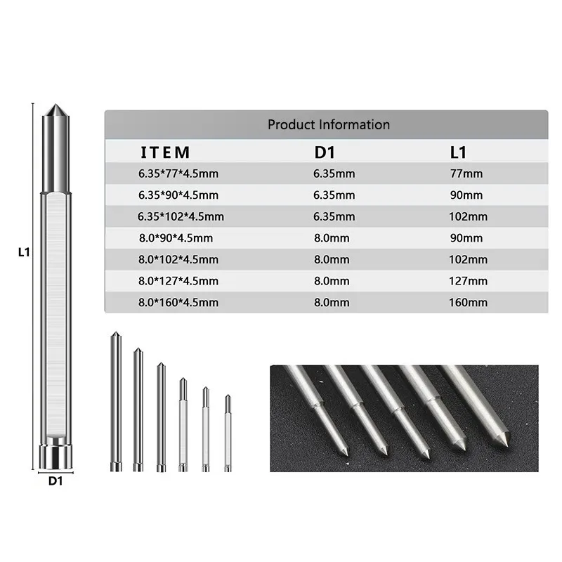 CMCP TCT/HSS Annular Cutter Pilot Pin 6.35mm 8mm Shank 77/90/102/127/160mm Long Pilot Pin Steel Plate Drill Accessories Tools