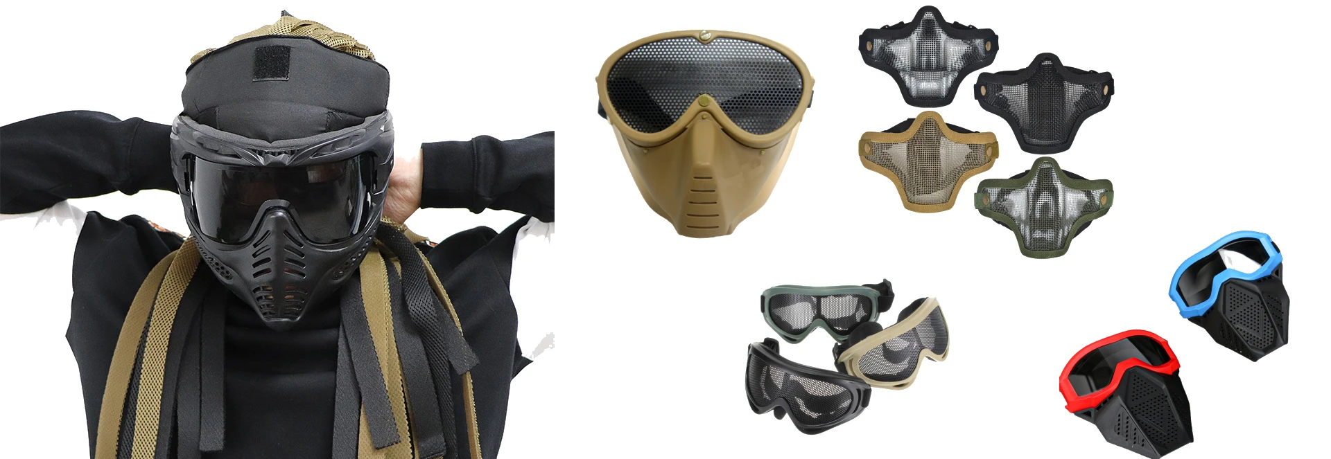 Full Face Tactical Mask Kids Gel Soft EVA Paint Ball Airsoft CS Go Toys Blaster Guns Shooting Games for Nerf Crystal Beads War