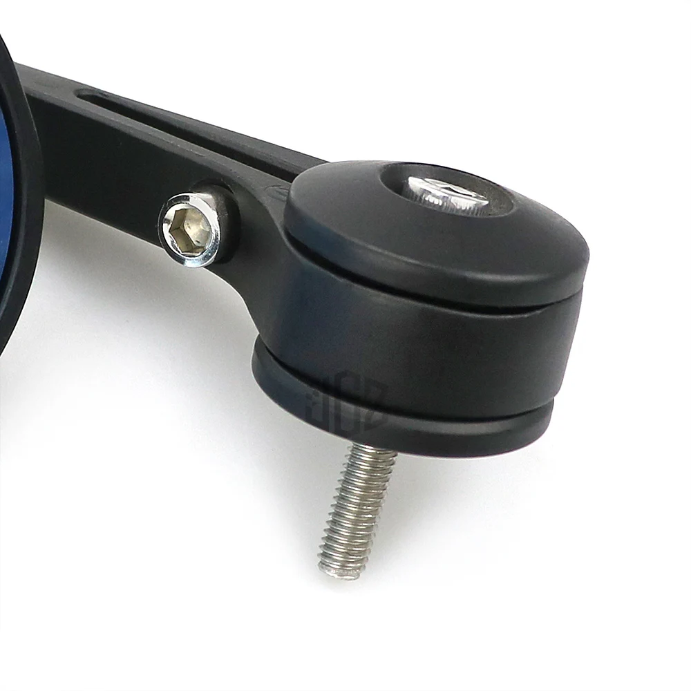 Motorcycle Round Handlebar Bar End Rear View Mirrors Blue Glass For Vespa GTS Sprint Primavera 150 300 125 250 LX GTV LXV