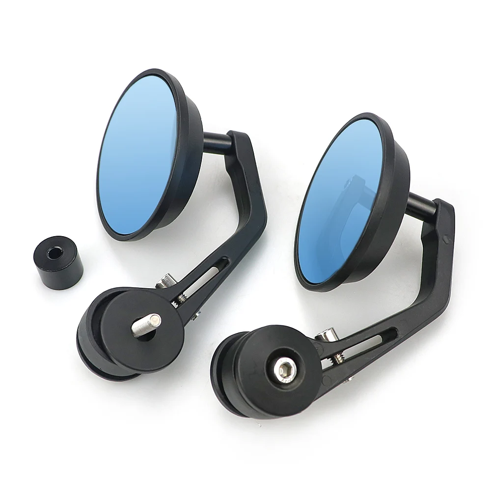 Motorcycle Round Handlebar Bar End Rear View Mirrors Blue Glass For Vespa GTS Sprint Primavera 150 300 125 250 LX GTV LXV