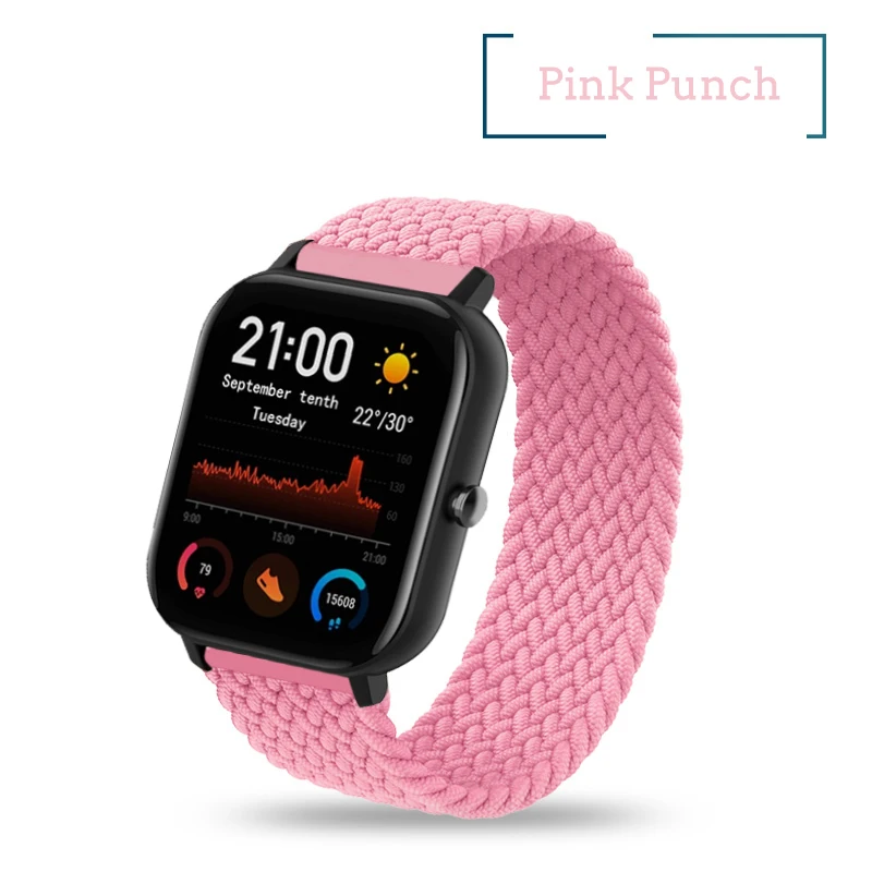 20mm 22mm Watch Straps For Amazfit GTS/4/3/2/2e/GTS2 Mini/GTR 4/3 pro/GTR2/2e/2 Braided solo loop Bracelet Amazfit bip 6 5 band