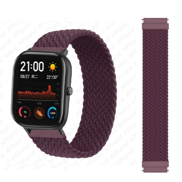 20mm 22mm Watch Straps For Amazfit GTS/4/3/2/2e/GTS2 Mini/GTR 4/3 pro/GTR2/2e/2 Braided solo loop Bracelet Amazfit bip 6 5 band