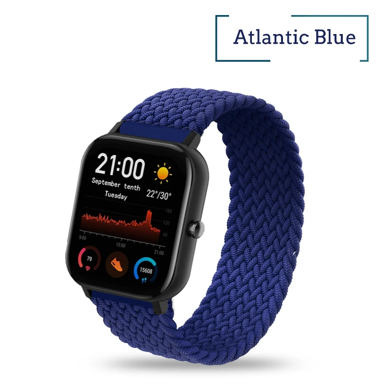 20mm 22mm Watch Straps For Amazfit GTS/4/3/2/2e/GTS2 Mini/GTR 4/3 pro/GTR2/2e/2 Braided solo loop Bracelet Amazfit bip 6 5 band