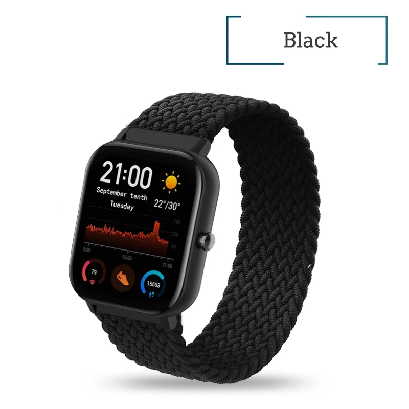 20mm 22mm Watch Straps For Amazfit GTS/4/3/2/2e/GTS2 Mini/GTR 4/3 pro/GTR2/2e/2 Braided solo loop Bracelet Amazfit bip 6 5 band
