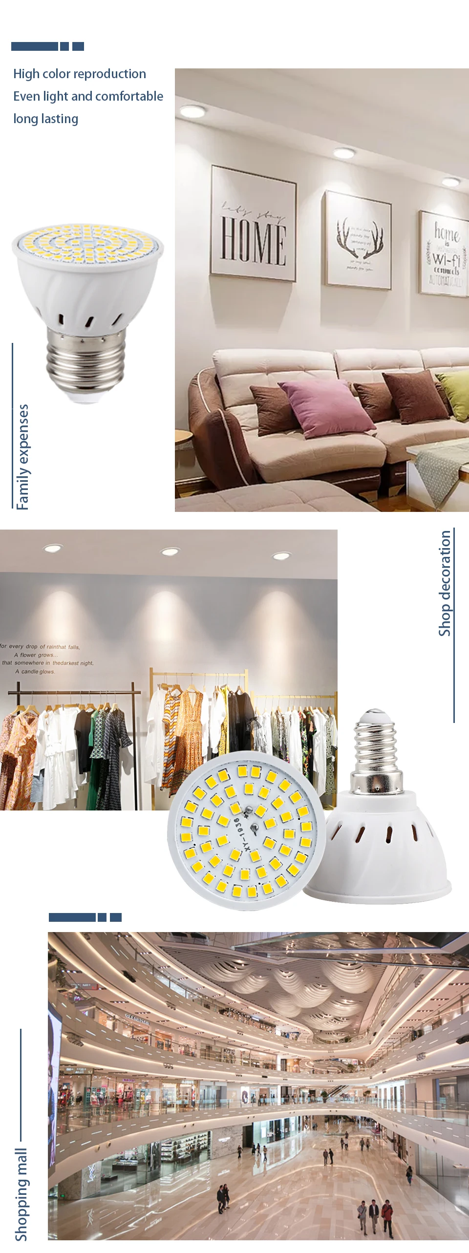LED Bulb E27 E14 MR16 GU10 3W 4W 5W Spotlight 110V 220V 48 60 80 LED 2835 SMD Lampara for Home Lighting