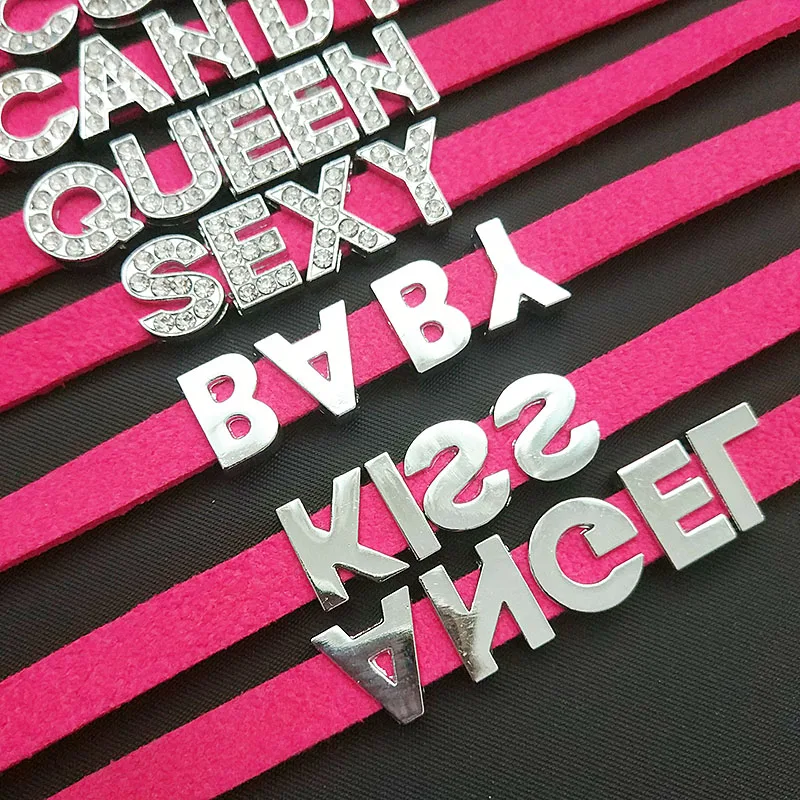 DIY Personalized Rhinestone Letter Custom Name Necklace Black Velvet Leather Choker Collar Neck Jewelry Friends Family Gifts
