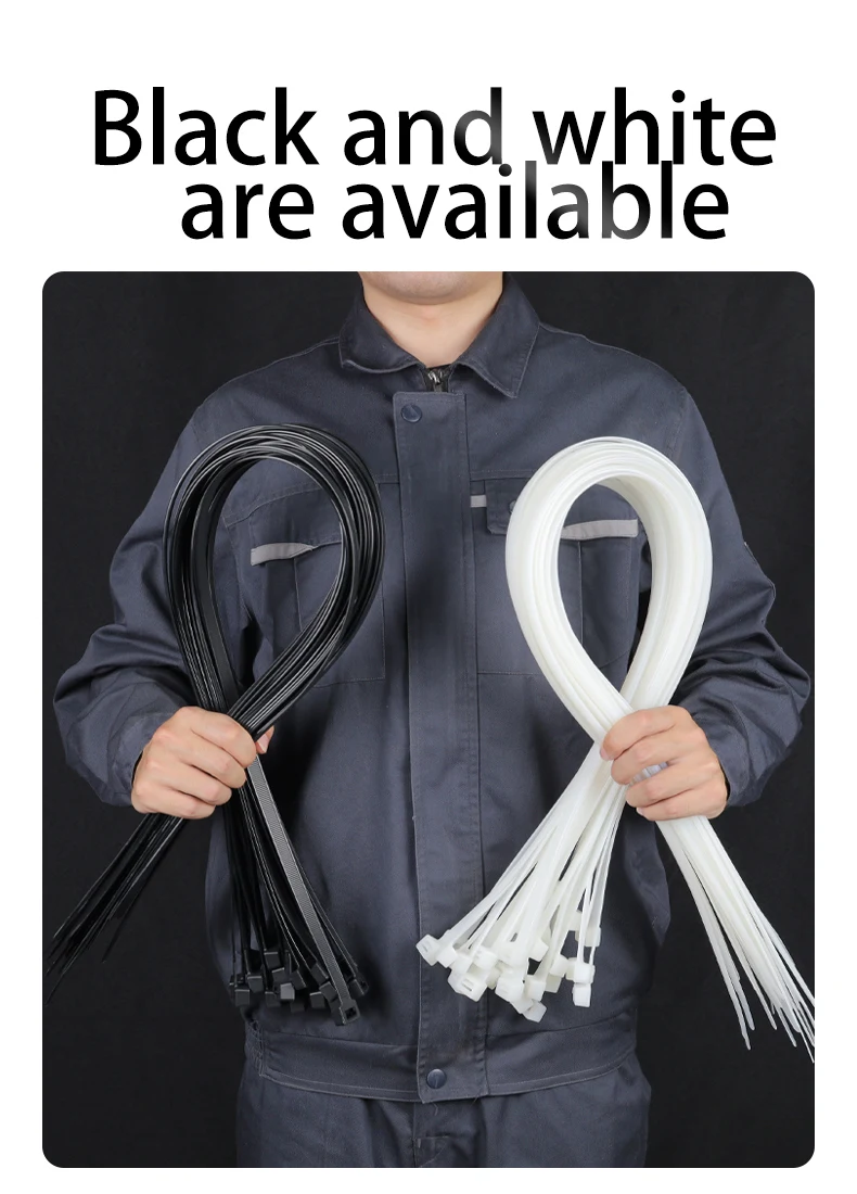 ZYCN 100Pcs Width 9MMx 400/500/600/1200 Self-Locking Nylon Cable Ties Plastic Extra-Large Thickening Heavy Duty