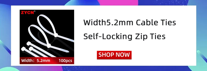 ZYCN 100Pcs Width 9MMx 400/500/600/1200 Self-Locking Nylon Cable Ties Plastic Extra-Large Thickening Heavy Duty