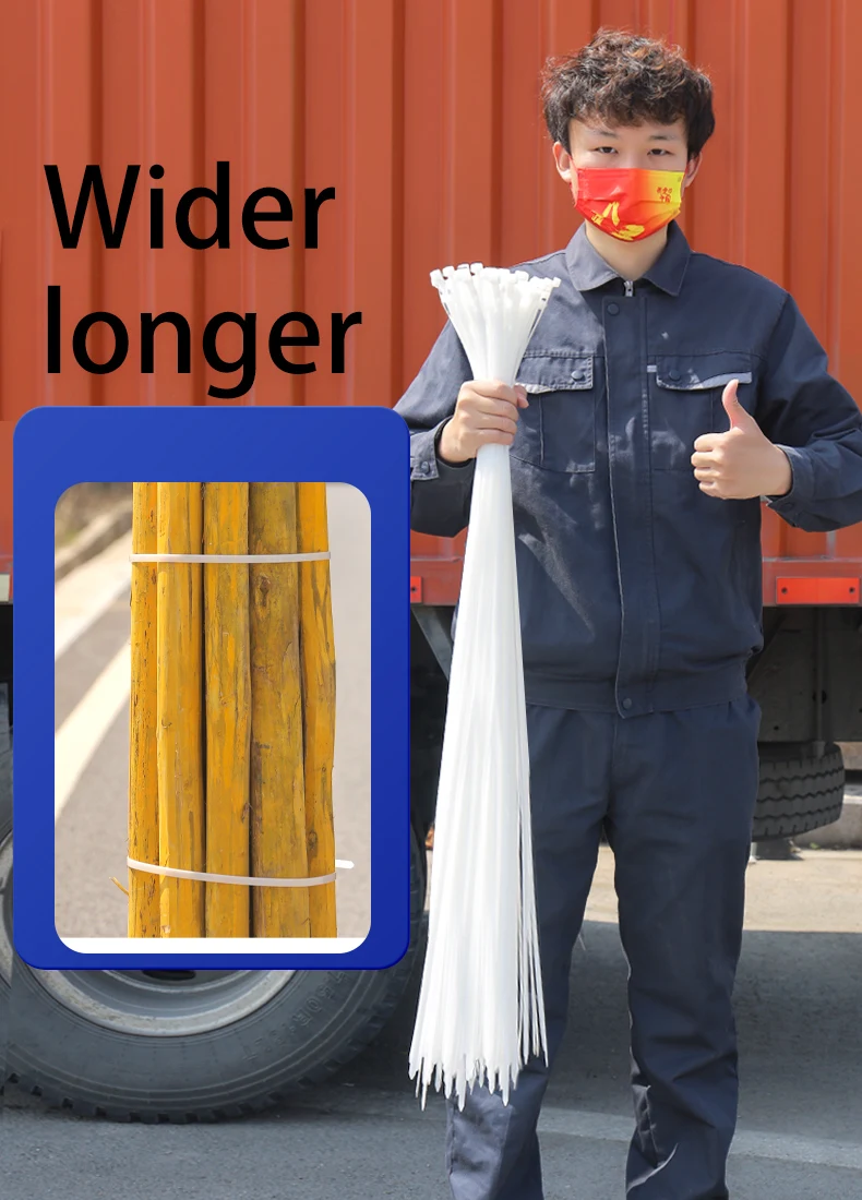 ZYCN 100Pcs Width 9MMx 400/500/600/1200 Self-Locking Nylon Cable Ties Plastic Extra-Large Thickening Heavy Duty
