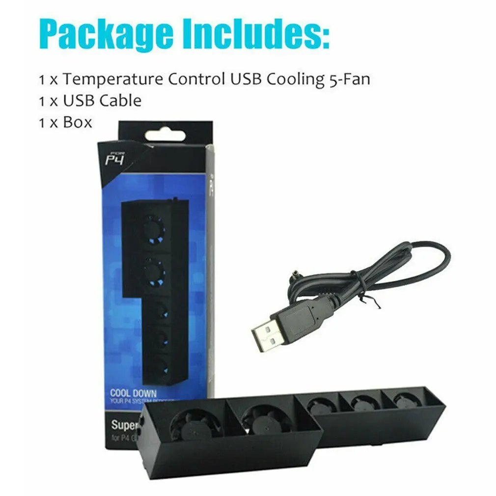For Sony PS4 Pro Slim Playstation Play Station PS 4 Cooler Cooling Fan DC 5V Game Console USB Kit Controller Support Control Fan