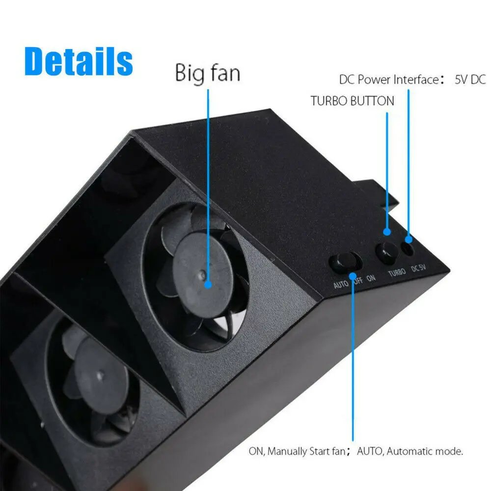 For Sony PS4 Pro Slim Playstation Play Station PS 4 Cooler Cooling Fan DC 5V Game Console USB Kit Controller Support Control Fan