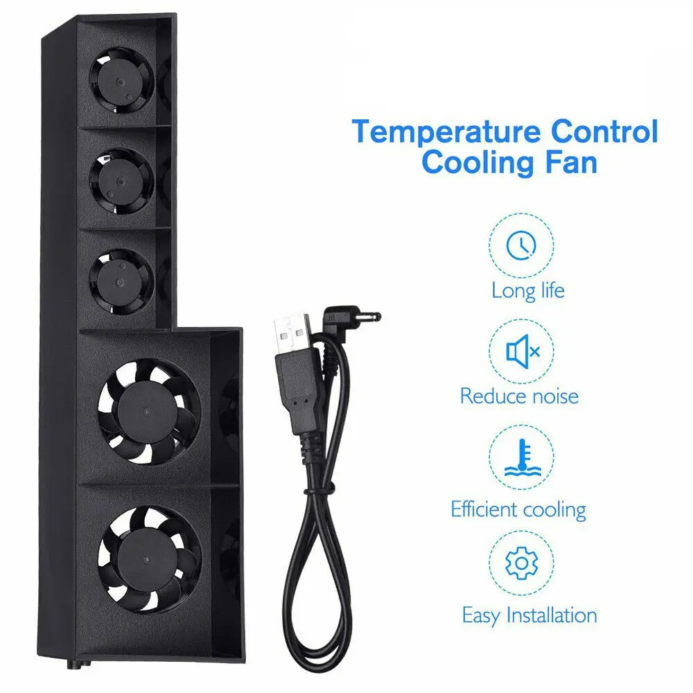 For Sony PS4 Pro Slim Playstation Play Station PS 4 Cooler Cooling Fan DC 5V Game Console USB Kit Controller Support Control Fan