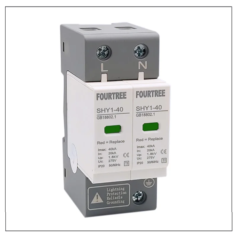 AC SPD Surge Protection 2P 4P 10〜20KA 20〜40KA 30KA〜60KA House Lightning Protector Low-Voltage Arrester Device Laser Printing