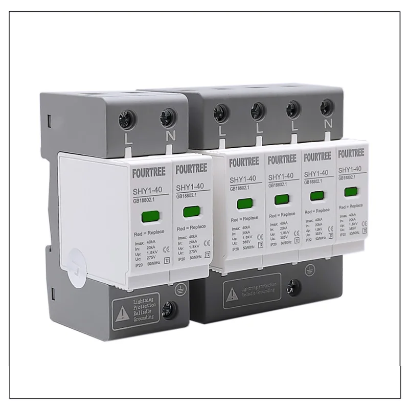 AC SPD Surge Protection 2P 4P 10〜20KA 20〜40KA 30KA〜60KA House Lightning Protector Low-Voltage Arrester Device Laser Printing