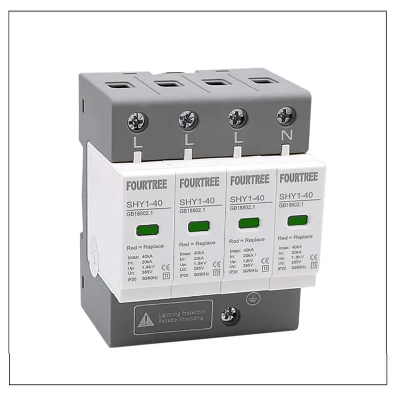 AC SPD Surge Protection 2P 4P 10〜20KA 20〜40KA 30KA〜60KA House Lightning Protector Low-Voltage Arrester Device Laser Printing