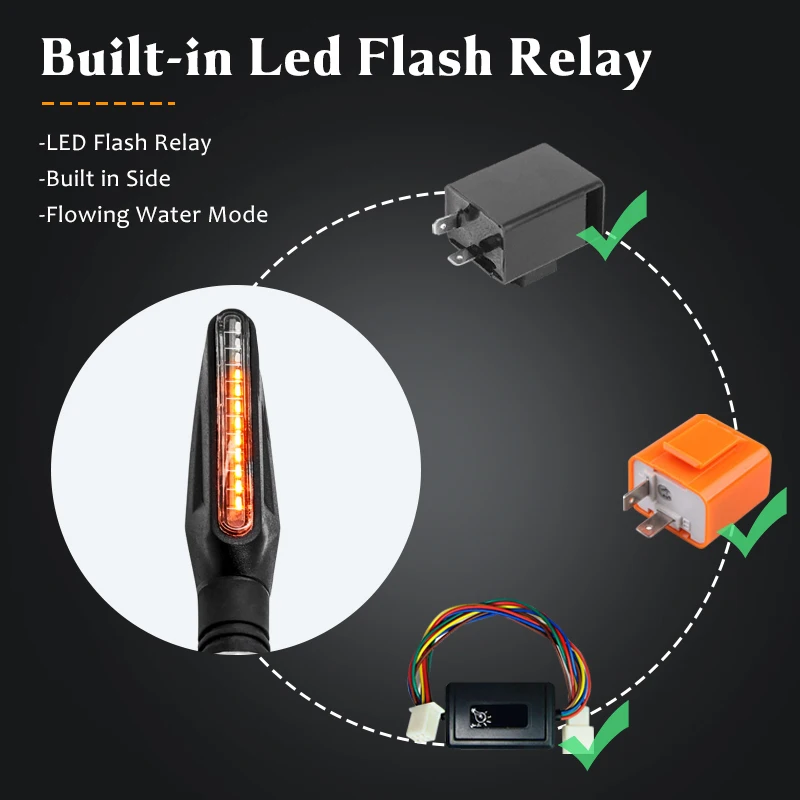 2/4pcs Motorcycle Turn Signals LED Light 12*335SMD Flowing Water Blinker IP67 Flashing Indicator Bendable 12V Flashing Lights