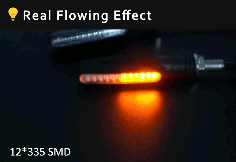 2/4pcs Motorcycle Turn Signals LED Light 12*335SMD Flowing Water Blinker IP67 Flashing Indicator Bendable 12V Flashing Lights