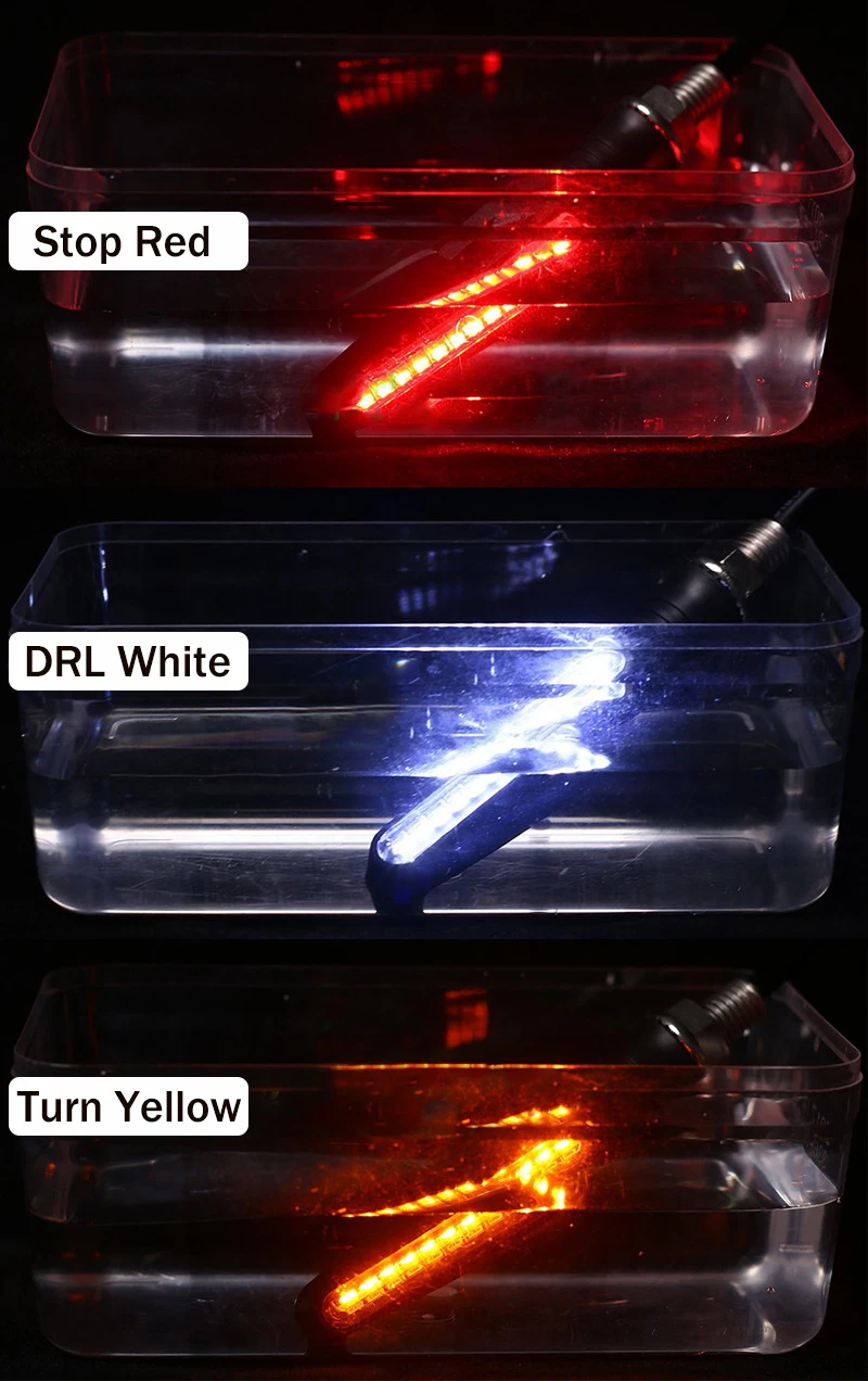 2/4pcs Motorcycle Turn Signals LED Light 12*335SMD Flowing Water Blinker IP67 Flashing Indicator Bendable 12V Flashing Lights