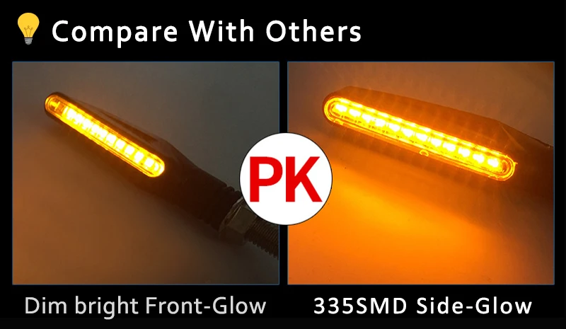 2/4pcs Motorcycle Turn Signals LED Light 12*335SMD Flowing Water Blinker IP67 Flashing Indicator Bendable 12V Flashing Lights