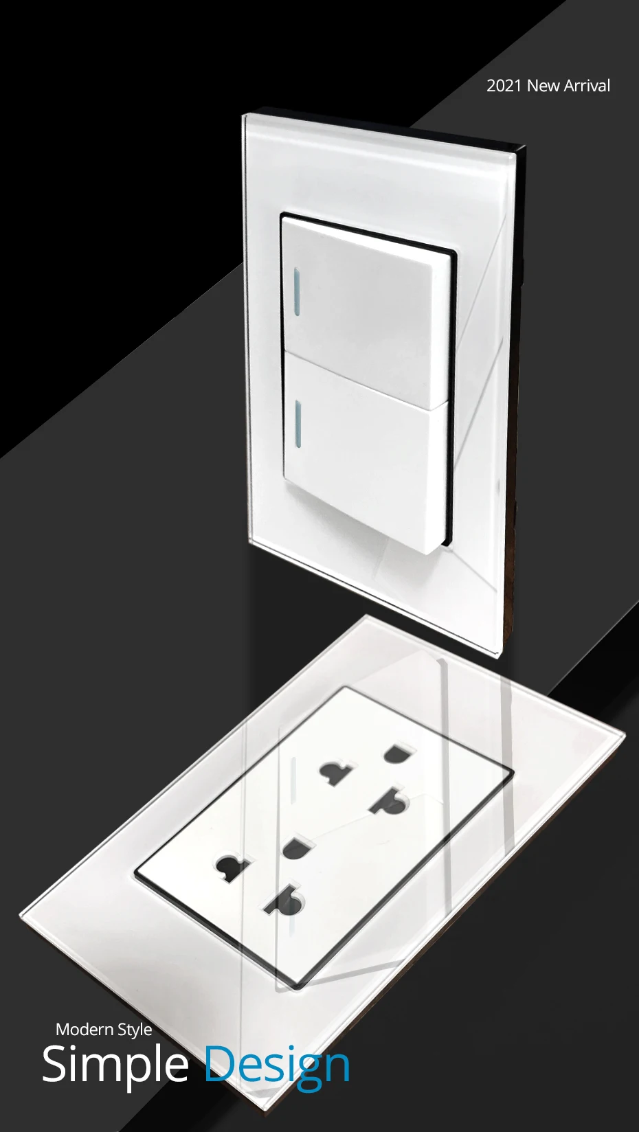 Italian Chile Socket Wallpad Luxury Tempered Glass Panel Electric Wall Power Socket Electrical Outlets For Home 16A AC 110-250V