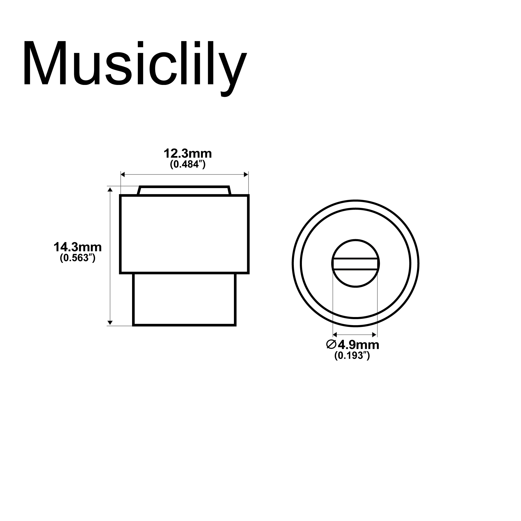 Musiclily Pro Inch Size Guitar TL Barrel Switch Tips 3-Way Pickup Selector Switch Knobs for USA Fender Tele Style (Set of 2)