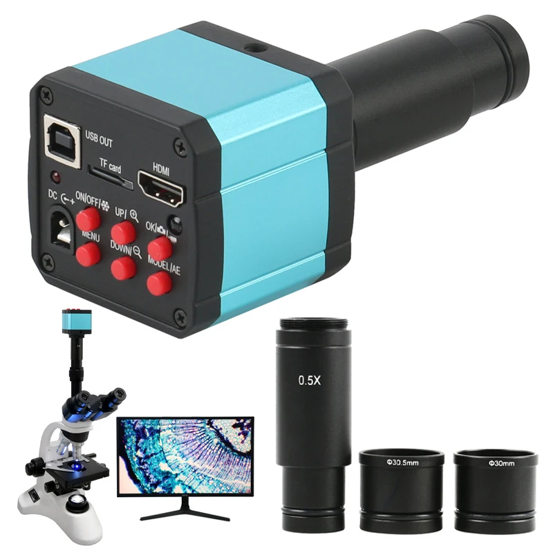 4K 2K 48MP 1080P 55MP HDMI USB Electronic Eyepiece Video Microscope Camera Mounting Size 23.2mm With Ring Adapters 30mm 30.5mm