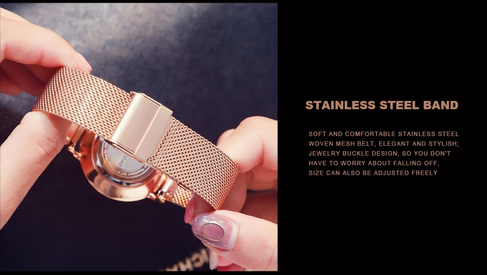 HANNAH MARTIN 36mm Japan Movement Women Watch Stainless Steel Mesh Top Brand Minimalist Rose Gold Waterproof Quartz Women Watch