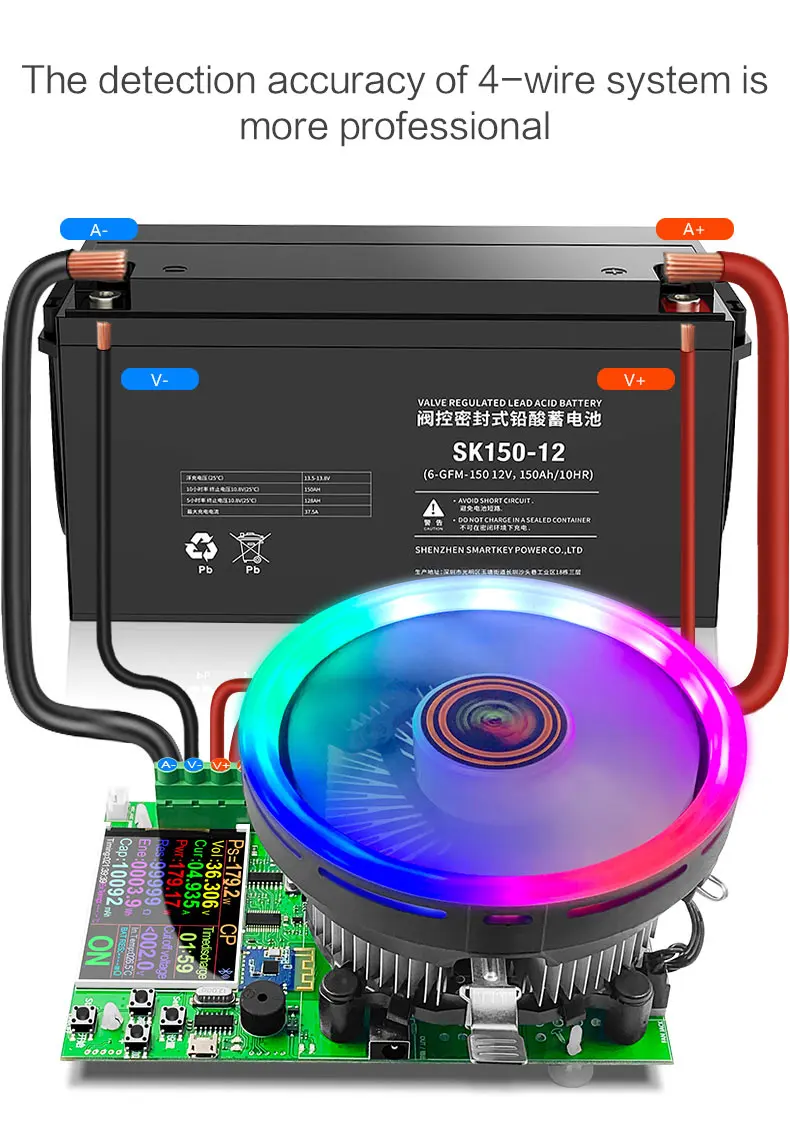 DL24 4-WIRE Battery Capacity Tester Electronic Load Power Tester Discharge Meter 150W 200V 25A