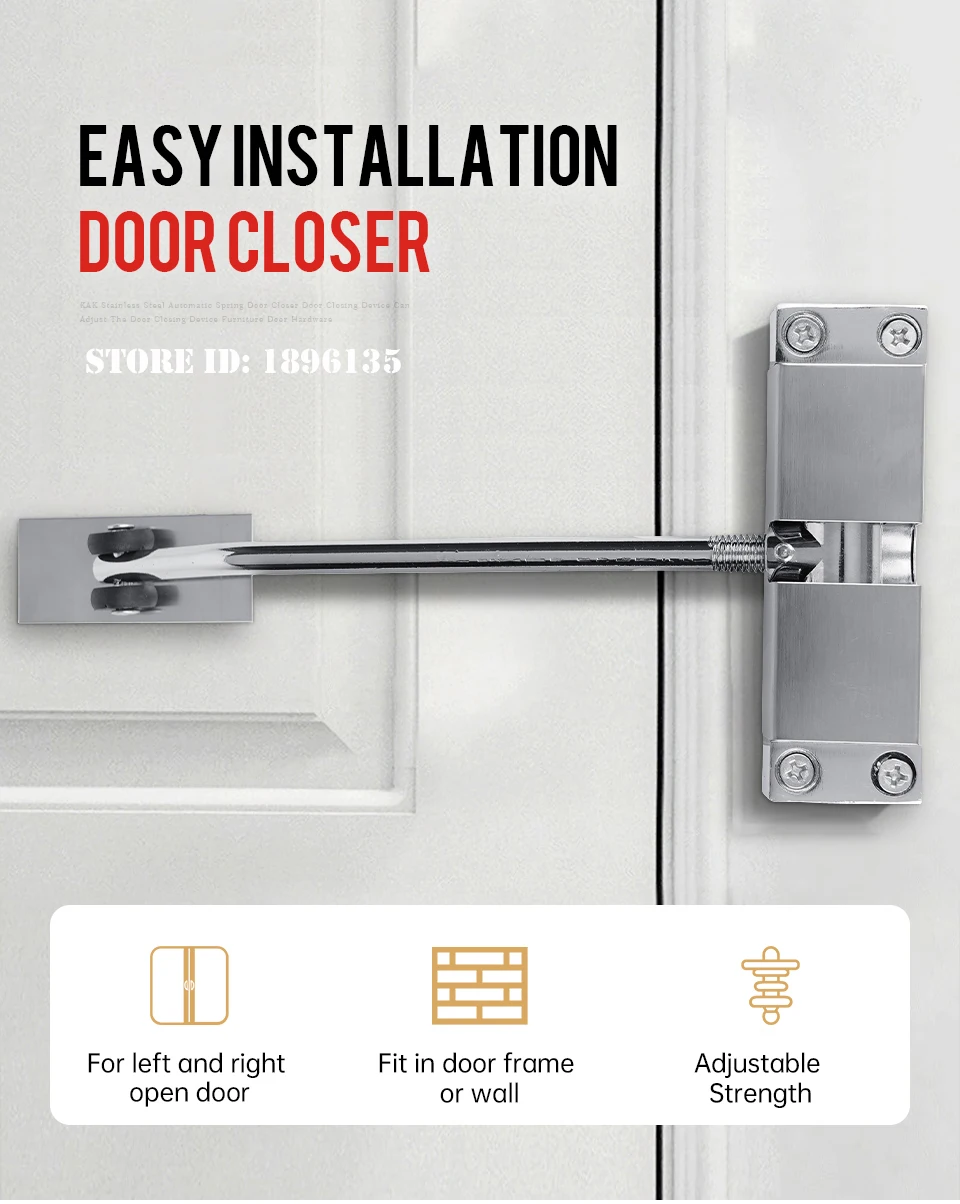 KAK Stainless Steel Automatic Spring Door Closer Door Closing Device Can Adjust The Door Closing Device Furniture Door Hardware