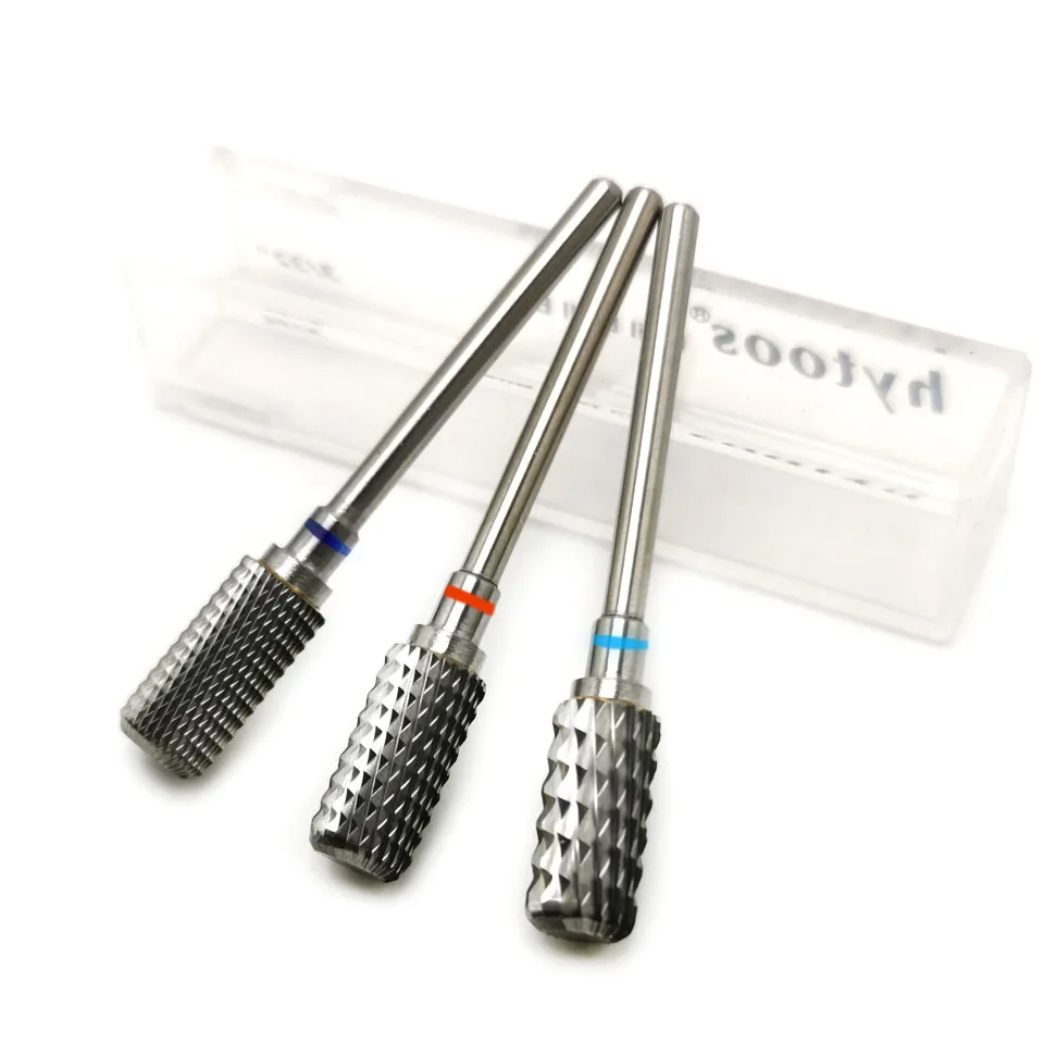 HYTOOS Barrel Nail Drill Bits 3/32 Carbide Burr Dust Proof Bit Milling Cutter For Manicure Electric Drill Nails Accessorie Tool