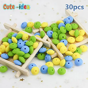 Cute-idea 10pcs Baby Mouse Teething Beads Food Grade chew teether For Necklaces DIY Nursing Pacifier chain Toys Baby goods