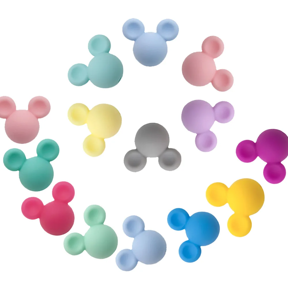 Cute-idea 10pcs Baby Mouse Teething Beads Food Grade chew teether For Necklaces DIY Nursing Pacifier chain Toys Baby goods