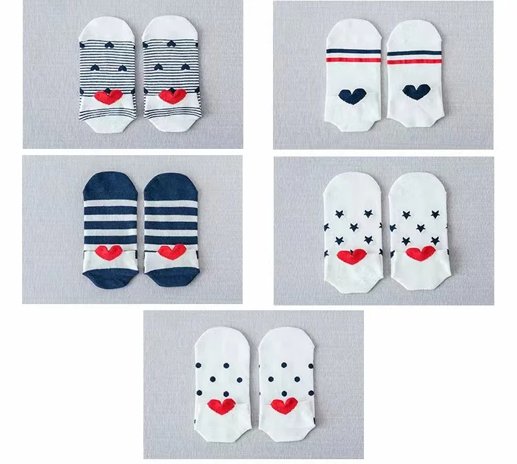 5 Pairs Lot Pack Women Socks Spring Summer Animal Unicorn Cat Fox Ear Cartoon Happy Funny Cute Lovely Cotton Ankle Socks Heart