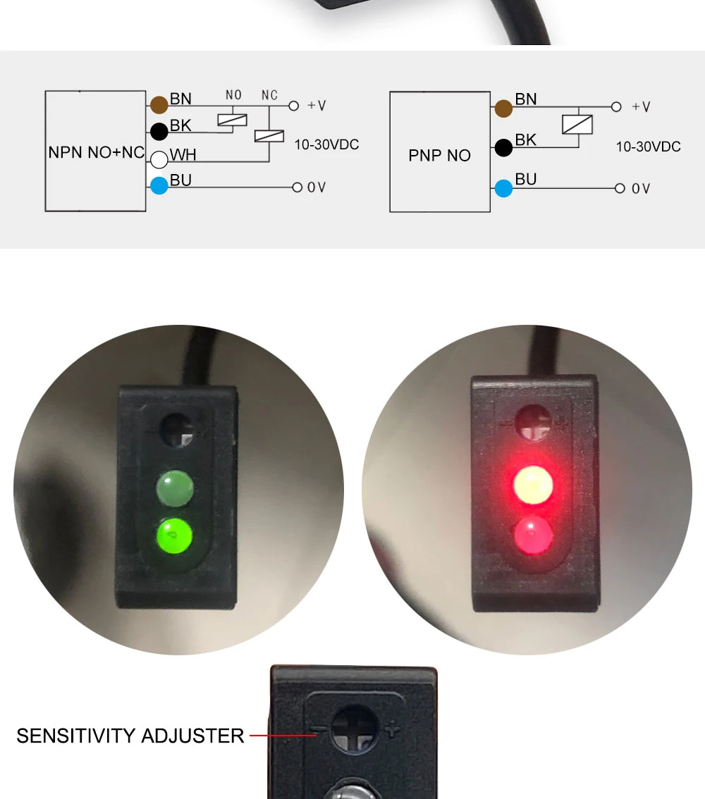 Cloweit Square Laser Sensor 35cm 8m Adjustable NPN PNP Diffuse/Specular Reflection Optical Infrared Photo Proximity Switches E3Z