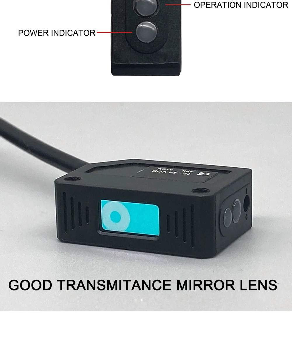 Cloweit Square Laser Sensor 35cm 8m Adjustable NPN PNP Diffuse/Specular Reflection Optical Infrared Photo Proximity Switches E3Z