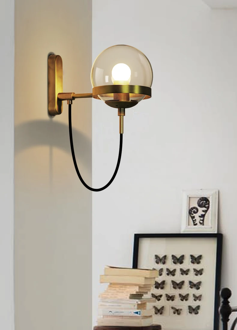 Modern Glass Ball Wall Lamp For Living Room Bedroom Loft Nordic Bedside Wall Light Industrial Bathroom Fixtures E27 Mirror Light