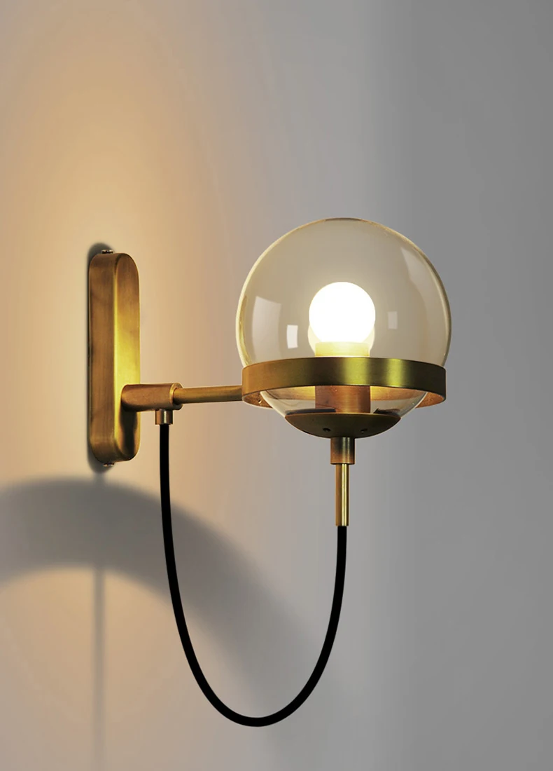 Modern Glass Ball Wall Lamp For Living Room Bedroom Loft Nordic Bedside Wall Light Industrial Bathroom Fixtures E27 Mirror Light