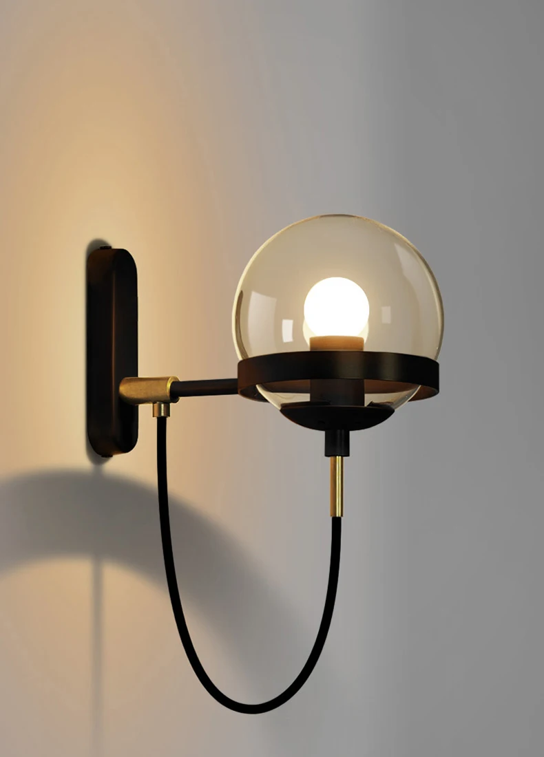 Modern Glass Ball Wall Lamp For Living Room Bedroom Loft Nordic Bedside Wall Light Industrial Bathroom Fixtures E27 Mirror Light