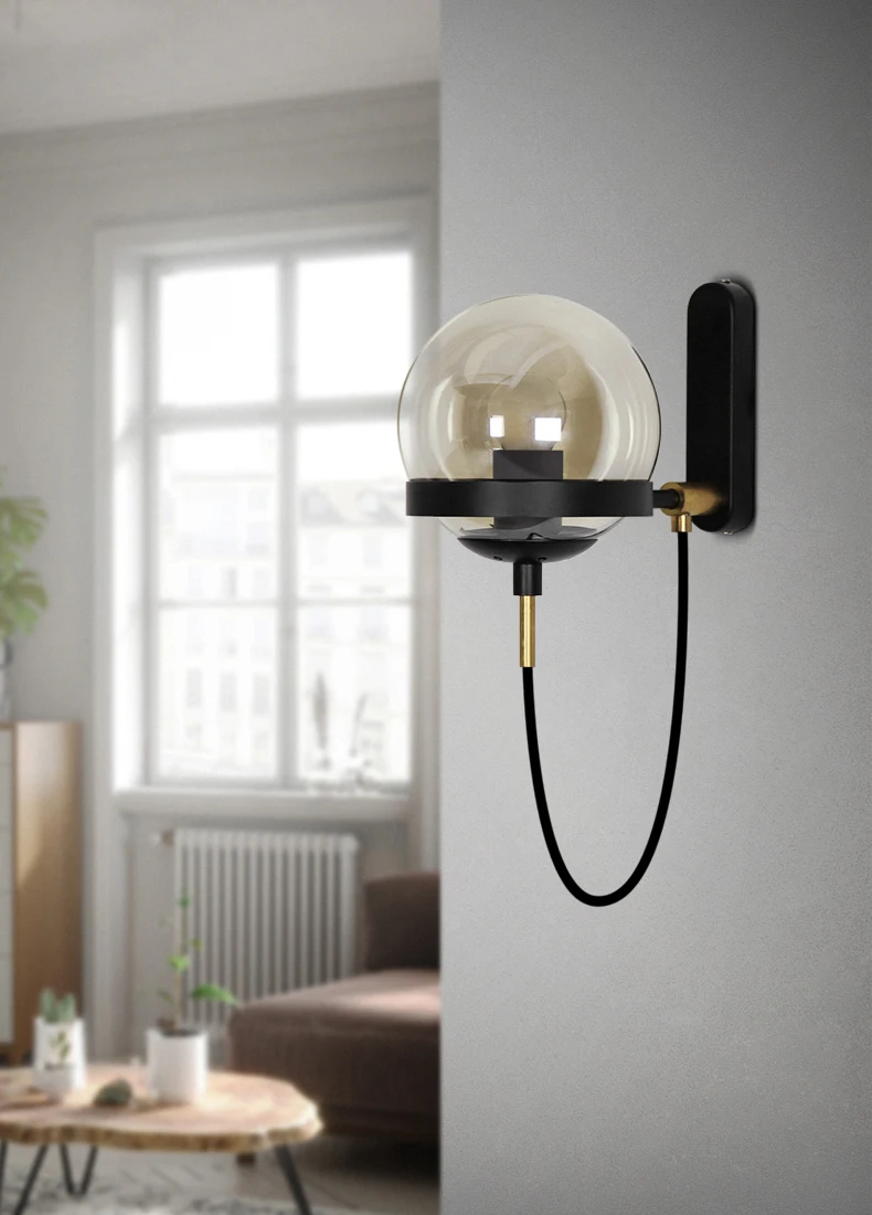 Modern Glass Ball Wall Lamp For Living Room Bedroom Loft Nordic Bedside Wall Light Industrial Bathroom Fixtures E27 Mirror Light