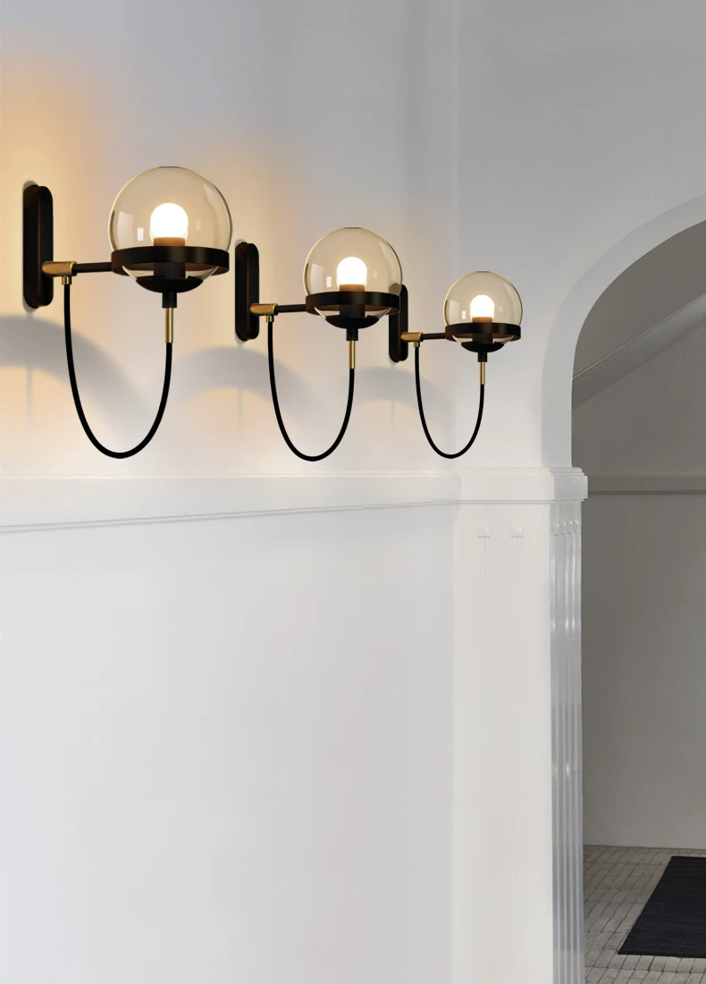 Modern Glass Ball Wall Lamp For Living Room Bedroom Loft Nordic Bedside Wall Light Industrial Bathroom Fixtures E27 Mirror Light
