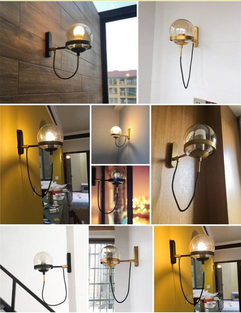 Modern Glass Ball Wall Lamp For Living Room Bedroom Loft Nordic Bedside Wall Light Industrial Bathroom Fixtures E27 Mirror Light